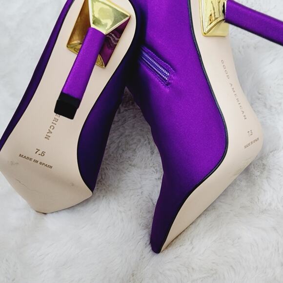 NEW Good American Purple Shine Neoprene Heel Point Toe Ankle Boot - Picture 7 of 9